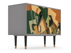 Aparador - 115x85x48 cm - BS4 - Glass and Checkerboard, Gris