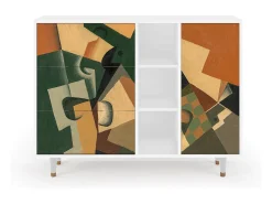 Aparador - 125x98x48 cm - BS2 - Glass and Checkerboard, Blanco