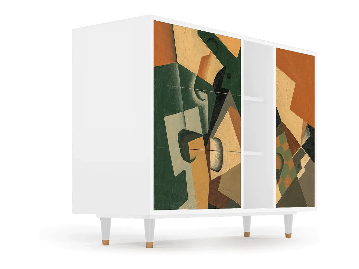 Aparador - 125x98x48 cm - BS2 - Glass and Checkerboard, Blanco