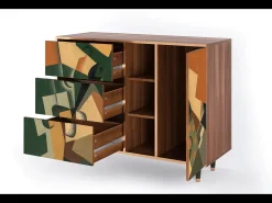 Aparador - 125x98x48 cm - BS2 - Glass and Checkerboard, Nogal