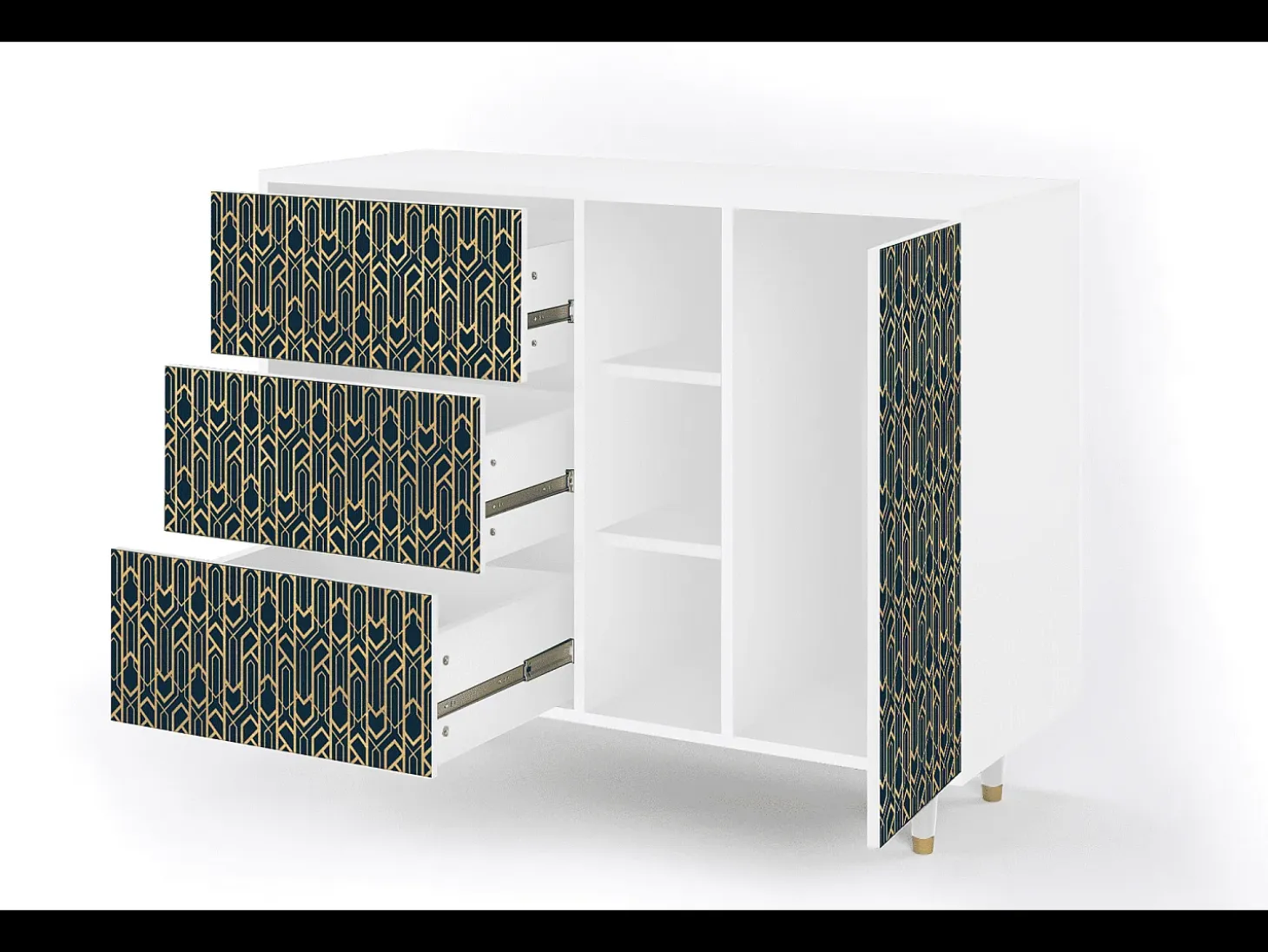 Aparador - 125x98x48 cm - BS2 - Golden Empire, Blanco
