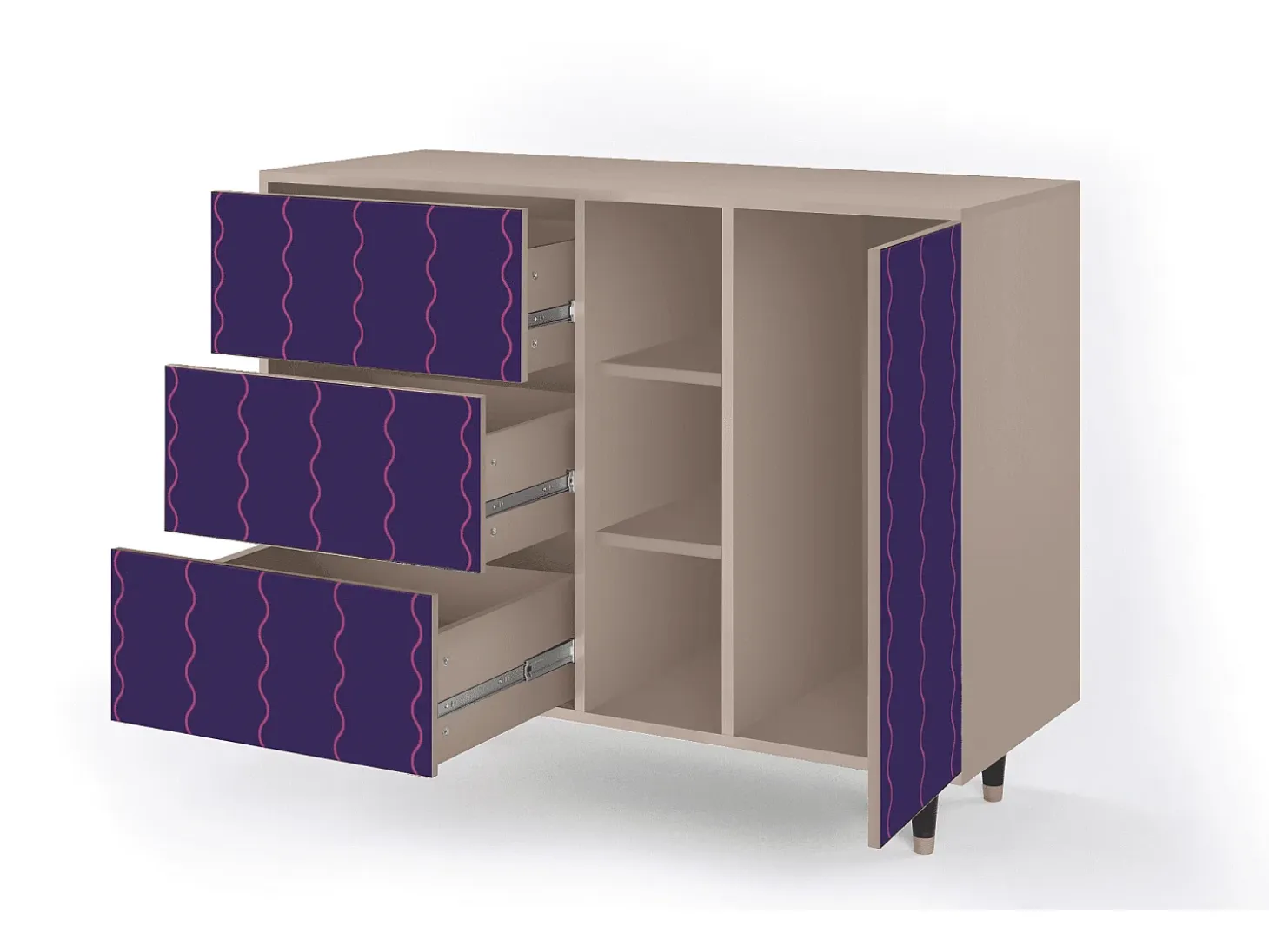 Aparador - 125x98x48 cm - BS2 - Grape Maccaroni, Latte