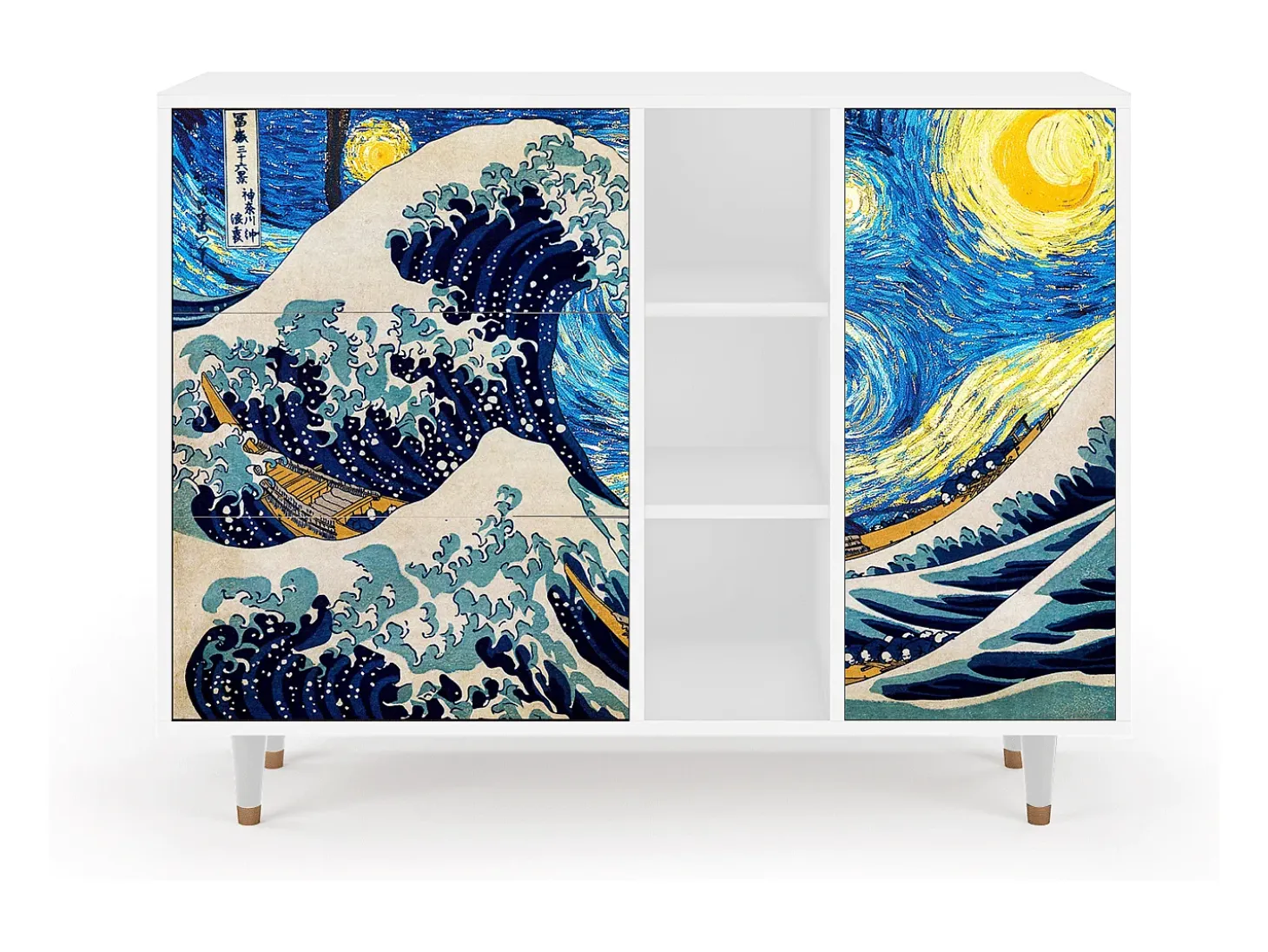 Aparador - 125x98x48 cm - BS2 - Great Wave, Blanco