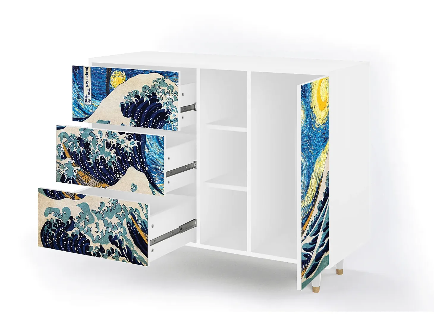 Aparador - 125x98x48 cm - BS2 - Great Wave, Blanco