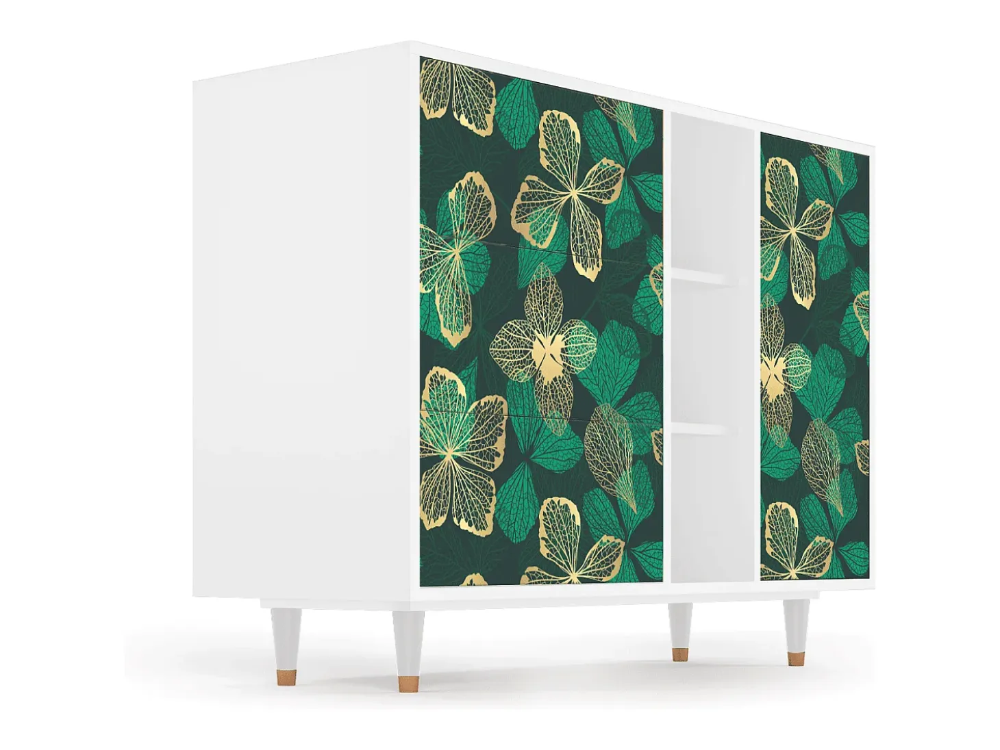 Aparador - 125x98x48 cm - BS2 - Green Flower, Blanco