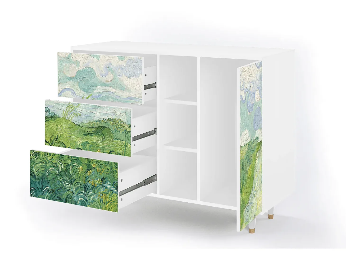 Aparador - 125x98x48 cm - BS2 - Green Wheat Fields, Blanco