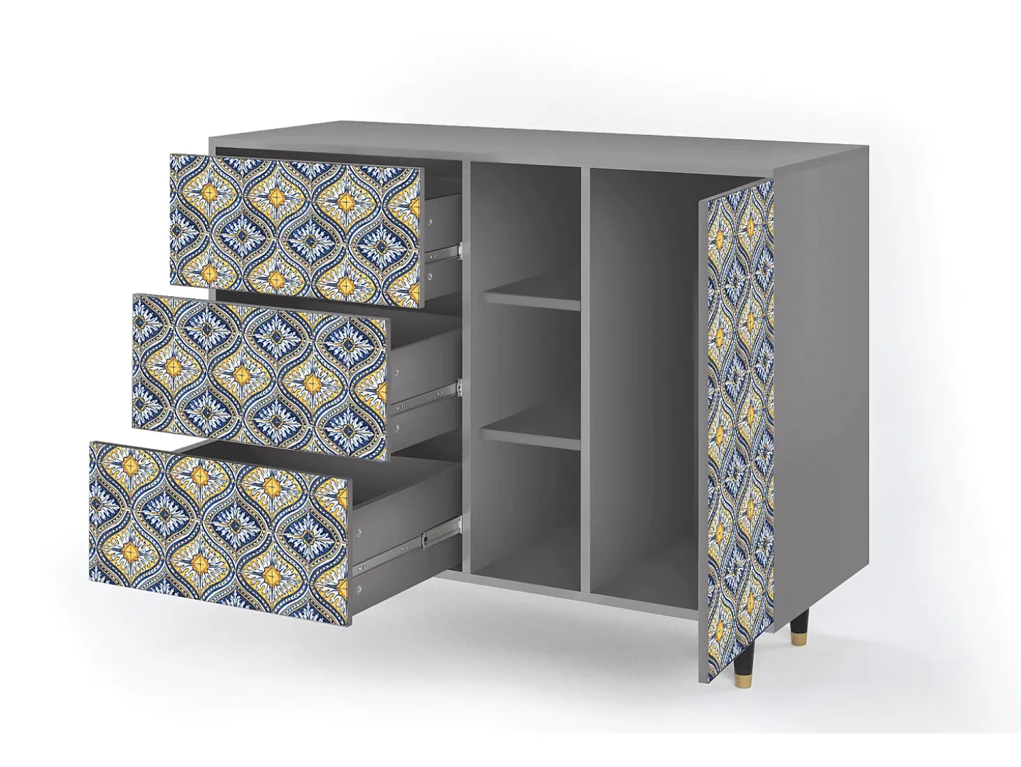 Aparador - 125x98x48 cm - BS2 - Illusory Pattern, Gris
