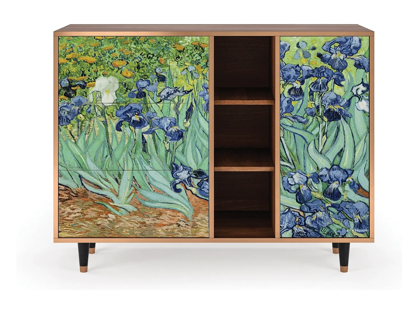 Aparador - 125x98x48 cm - BS2 - Irises , Nogal