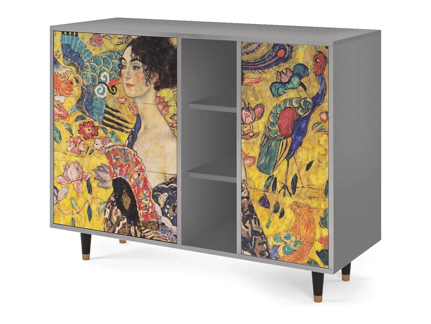 Aparador - 125x98x48 cm - BS2 - Lady with Fan by Klimt, Gris