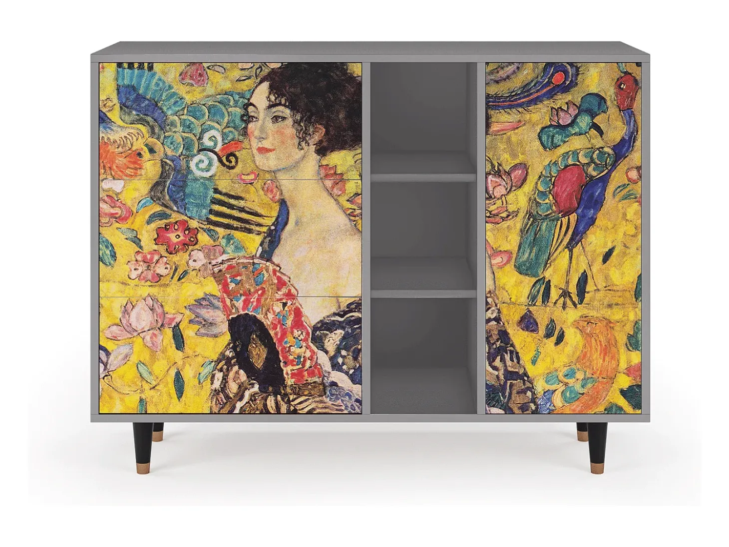 Aparador - 125x98x48 cm - BS2 - Lady with Fan by Klimt, Gris