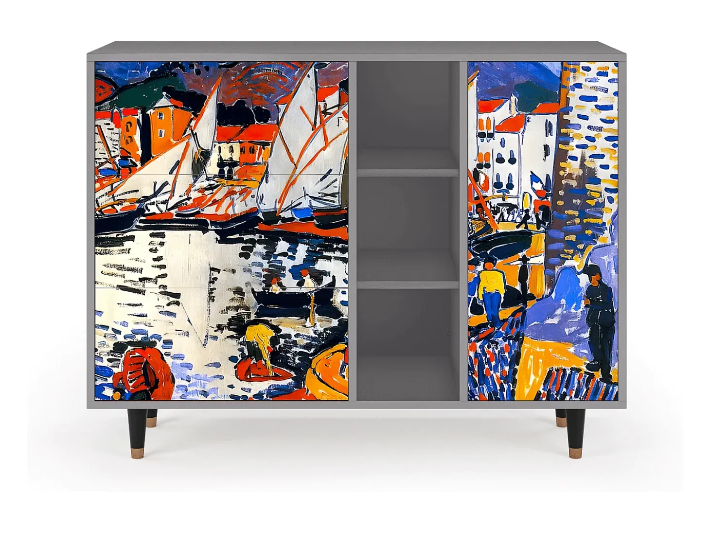 Aparador - 125x98x48 cm - BS2 - Le Séchage des voiles , Gris