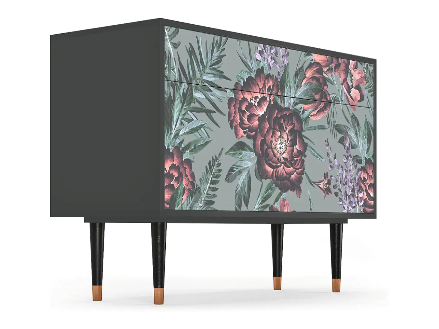 Aparador - 115x85x48 cm - BS4 - Light Peonies, Antracita
