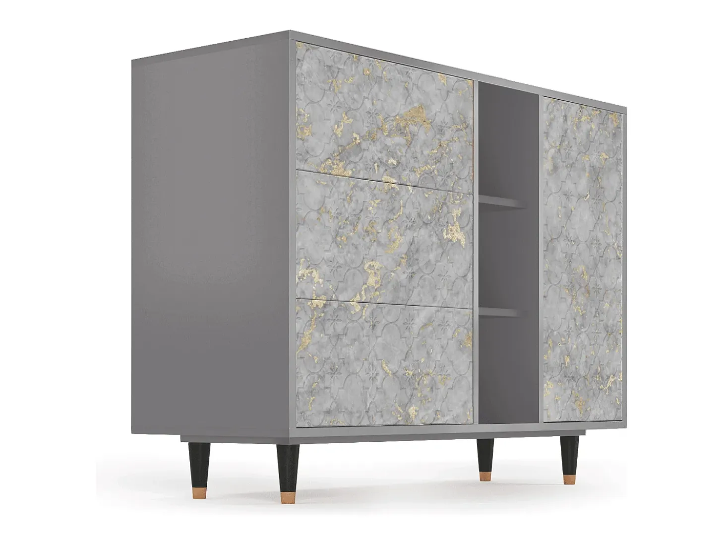 Aparador - 125x98x48 cm - BS2 - Mariana Trench, Gris