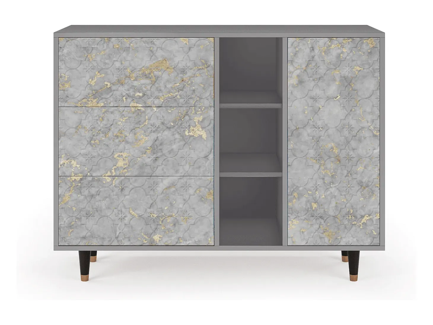 Aparador - 125x98x48 cm - BS2 - Mariana Trench, Gris