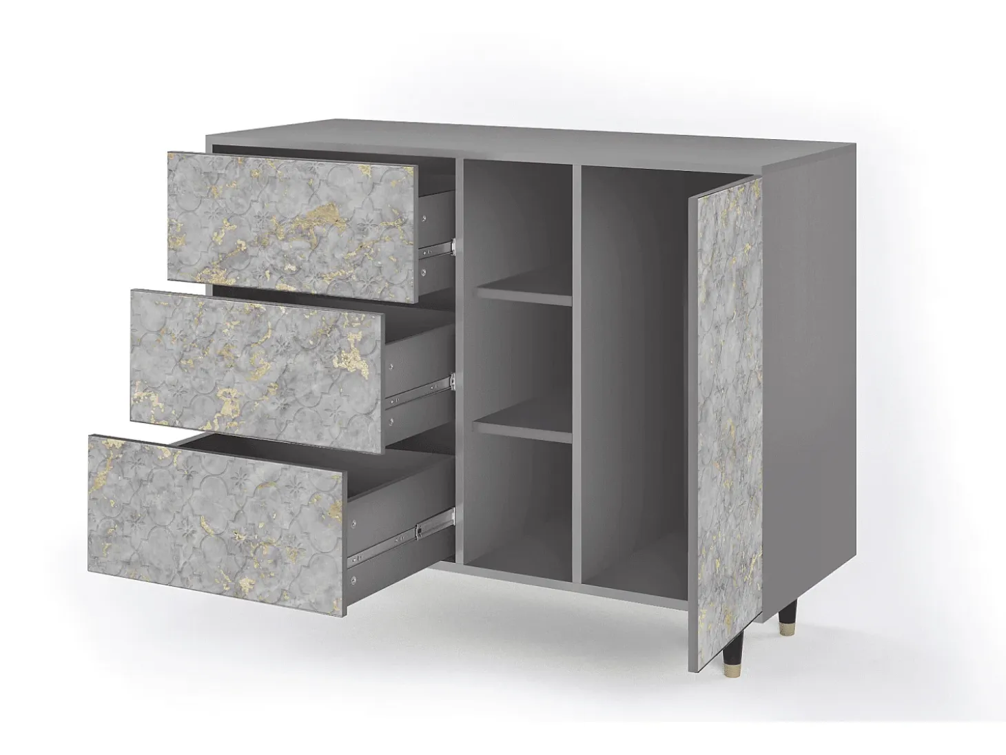 Aparador - 125x98x48 cm - BS2 - Mariana Trench, Gris