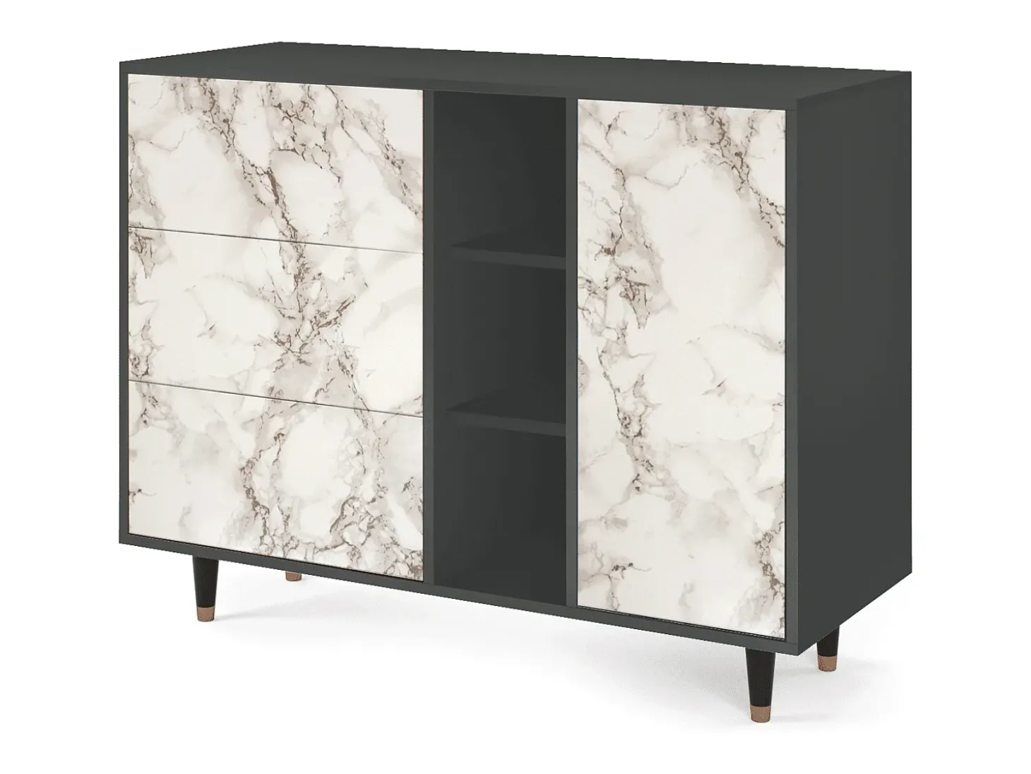 Aparador - 125x98x48 cm - BS2 - Milk Marble, Antracita