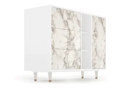 Aparador - 125x98x48 cm - BS2 - Milk Marble, Blanco