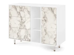 Aparador - 125x98x48 cm - BS2 - Milk Marble, Blanco