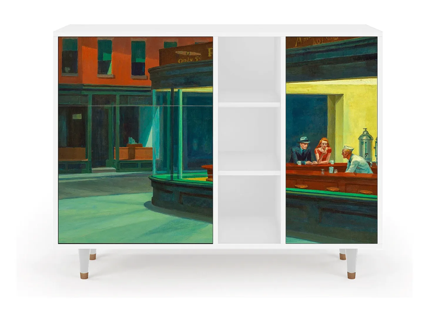 Aparador - 125x98x48 cm - BS2 - Nighthawks by Hopper, Blanco