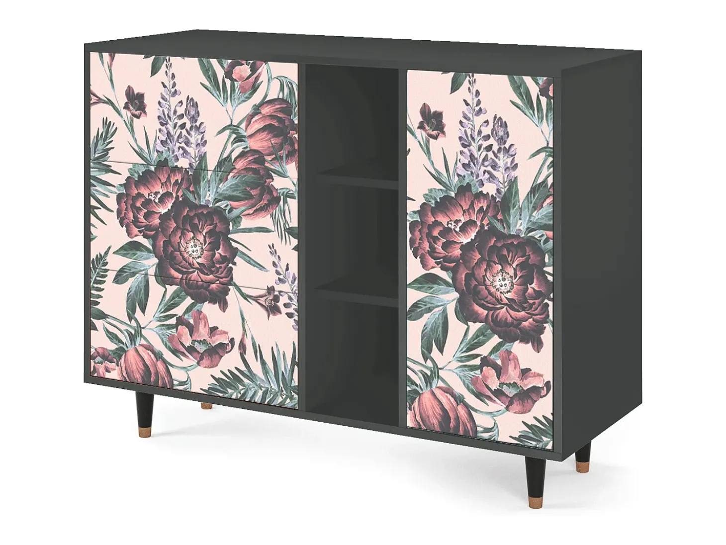 Aparador - 125x98x48 cm - BS2 - Peach Peonies, Antracita