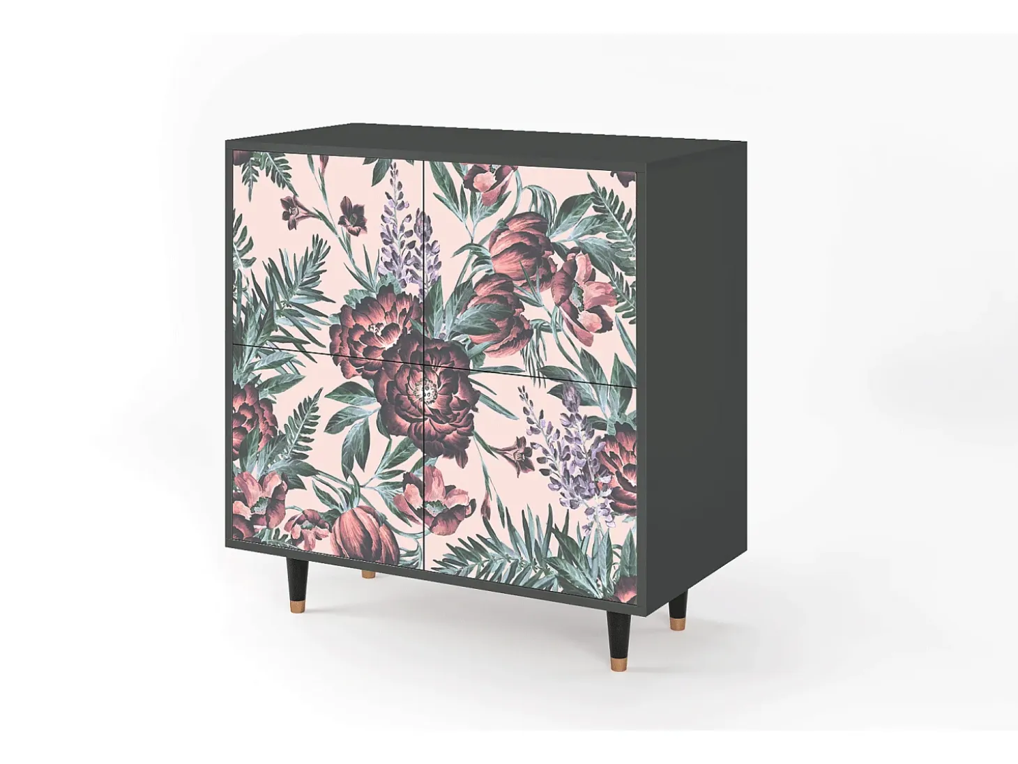 Aparador - 94x96x48 cm - BS3 - Peach Peonies, Antracita