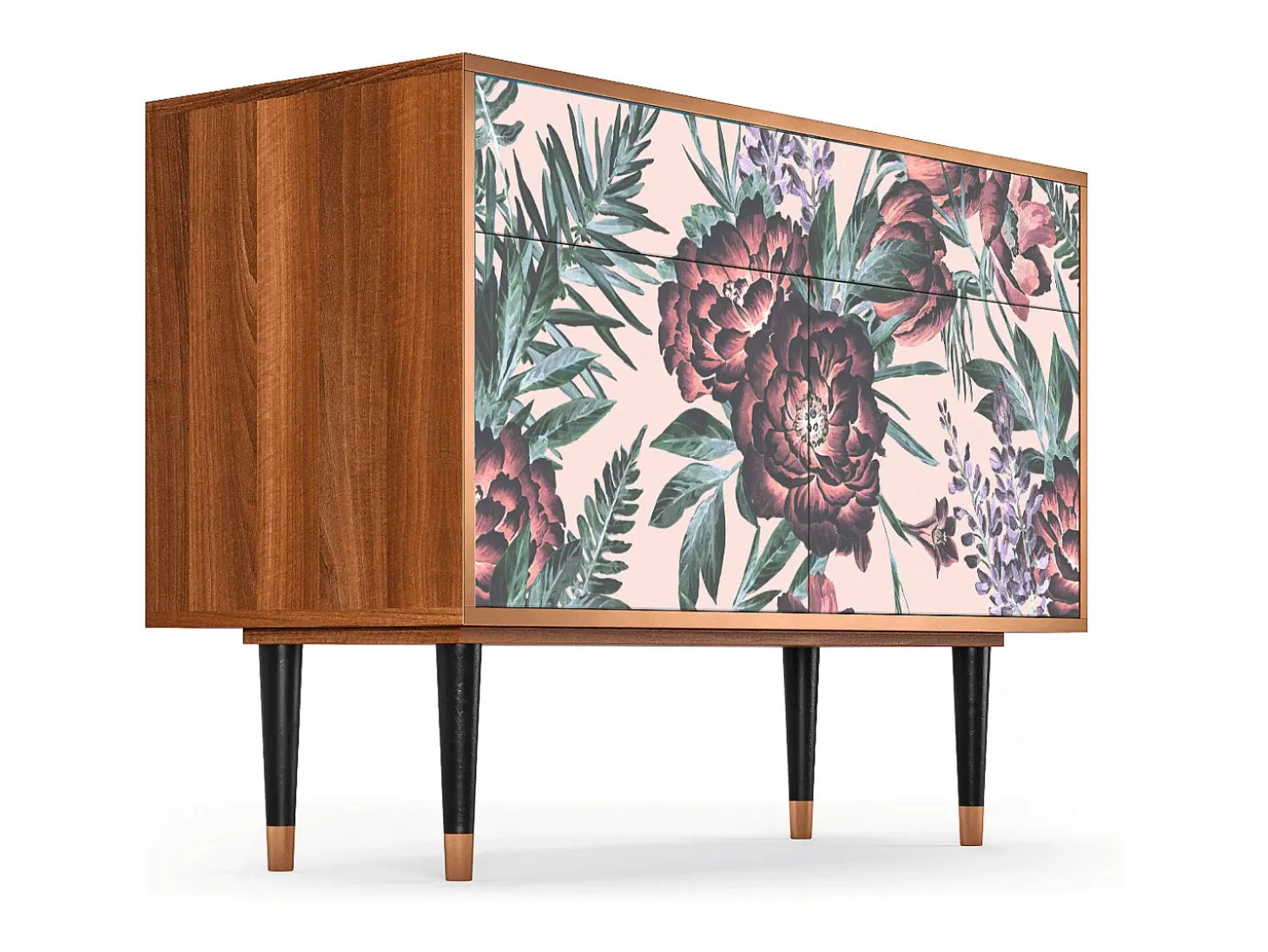 Aparador - 115x85x48 cm - BS4 - Peach Peonies, Nogal
