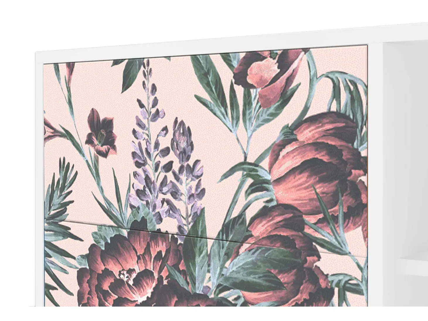Aparador - 125x98x48 cm - BS2 - Peach Peonies, Blanco