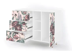 Aparador - 125x98x48 cm - BS2 - Peach Peonies, Blanco