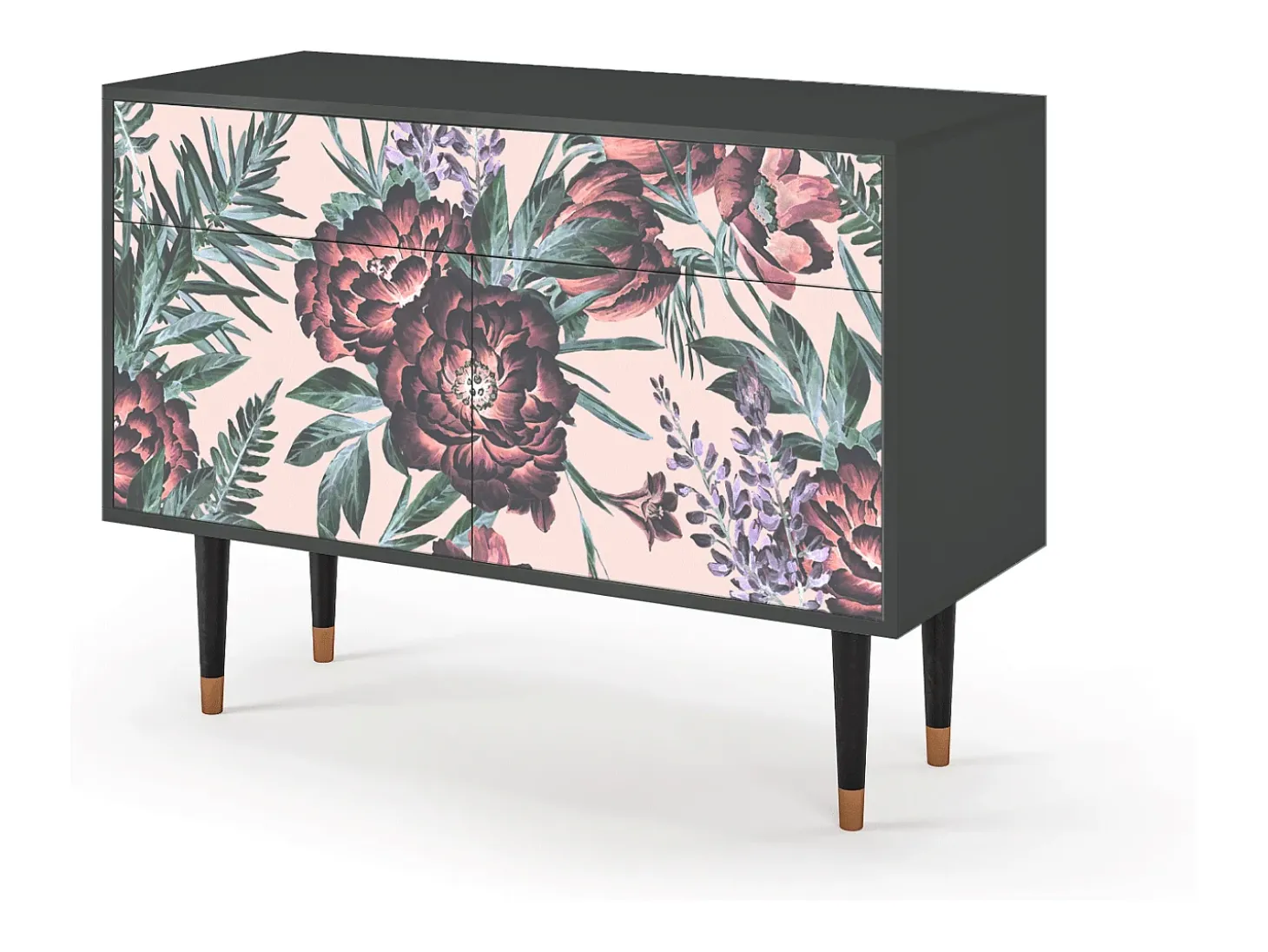 Aparador - 115x85x48 cm - BS4 - Peach Peonies, Antracita