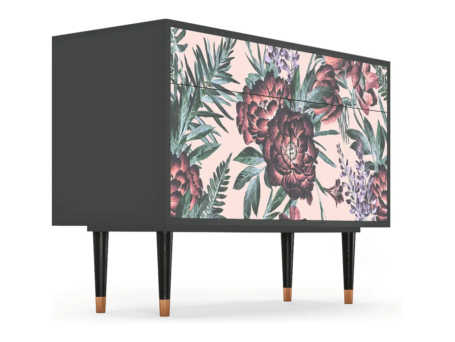 Aparador - 115x85x48 cm - BS4 - Peach Peonies, Antracita
