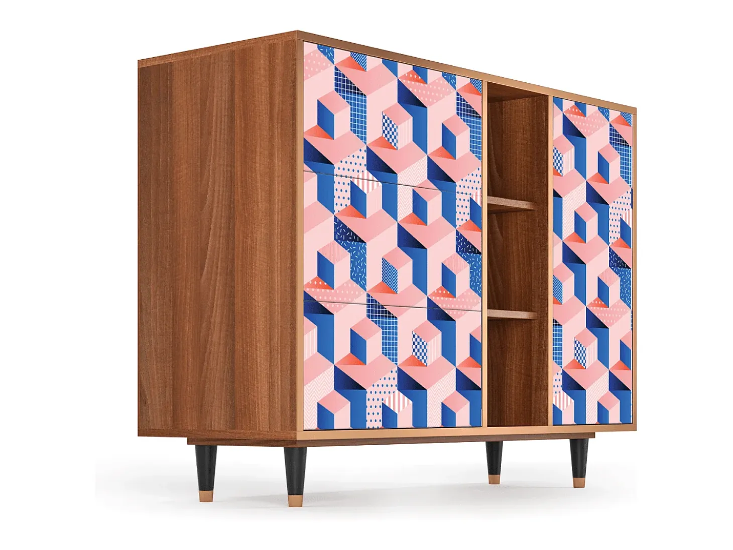 Aparador - 125x98x48 cm - BS2 - Pinky Squares, Nogal