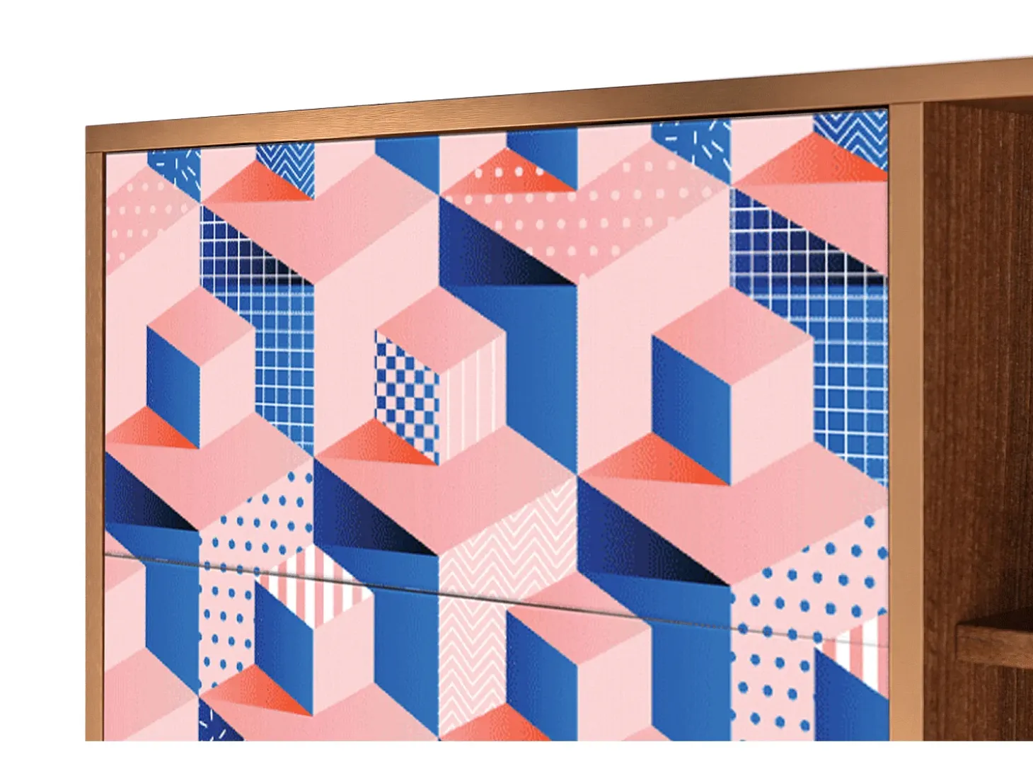Aparador - 125x98x48 cm - BS2 - Pinky Squares, Nogal