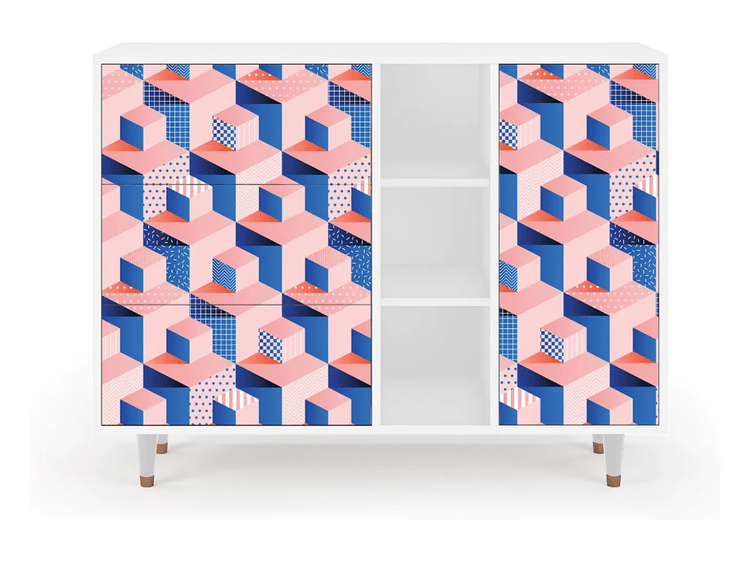 Aparador - 125x98x48 cm - BS2 - Pinky Squares, Blanco
