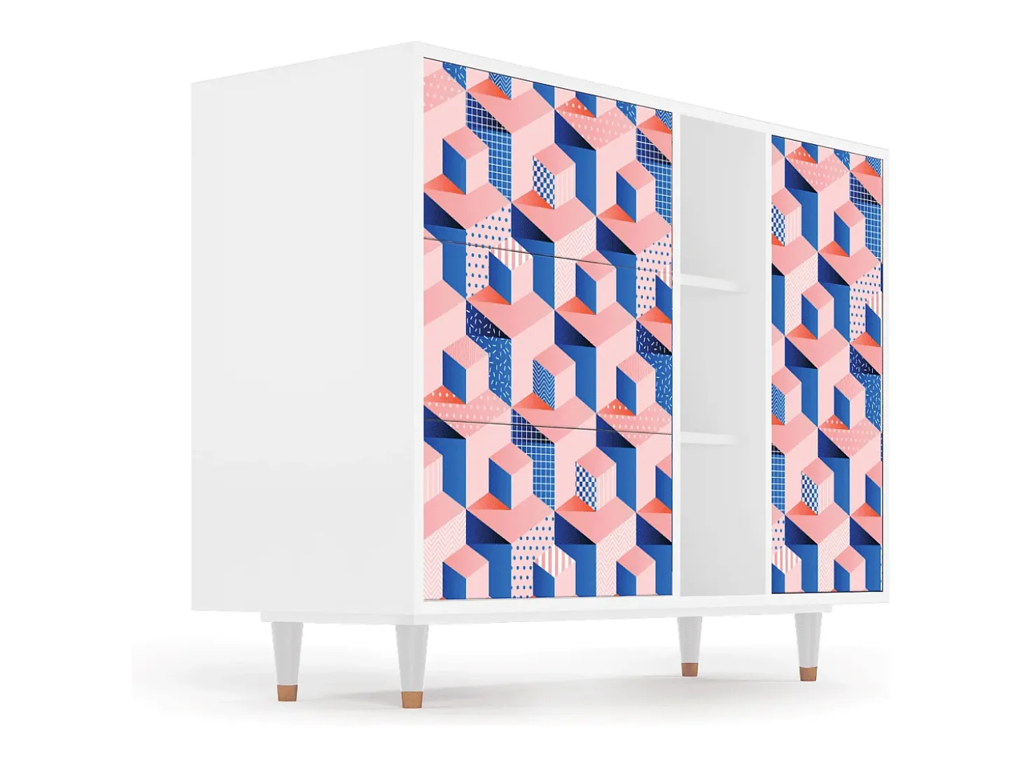 Aparador - 125x98x48 cm - BS2 - Pinky Squares, Blanco