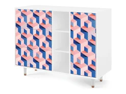 Aparador - 125x98x48 cm - BS2 - Pinky Squares, Blanco