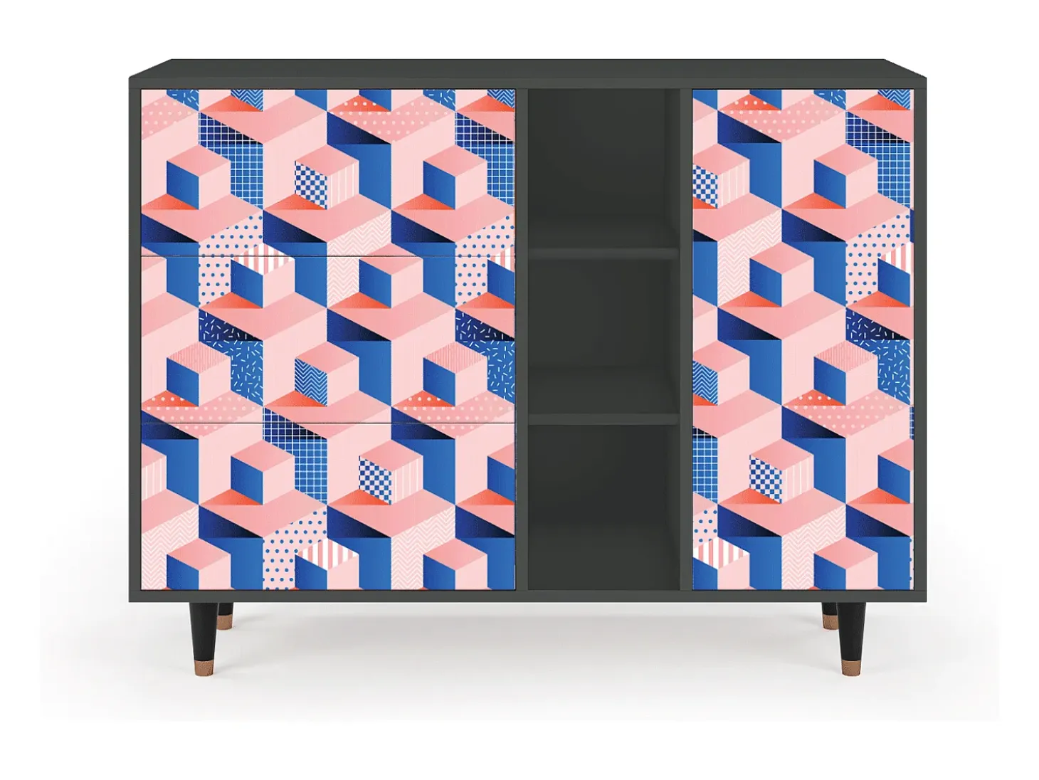 Aparador - 125x98x48 cm - BS2 - Pinky Squares, Antracita