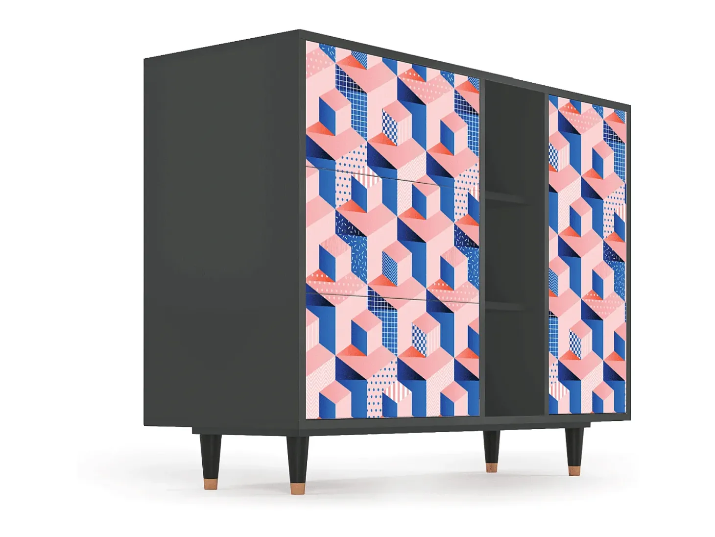 Aparador - 125x98x48 cm - BS2 - Pinky Squares, Antracita