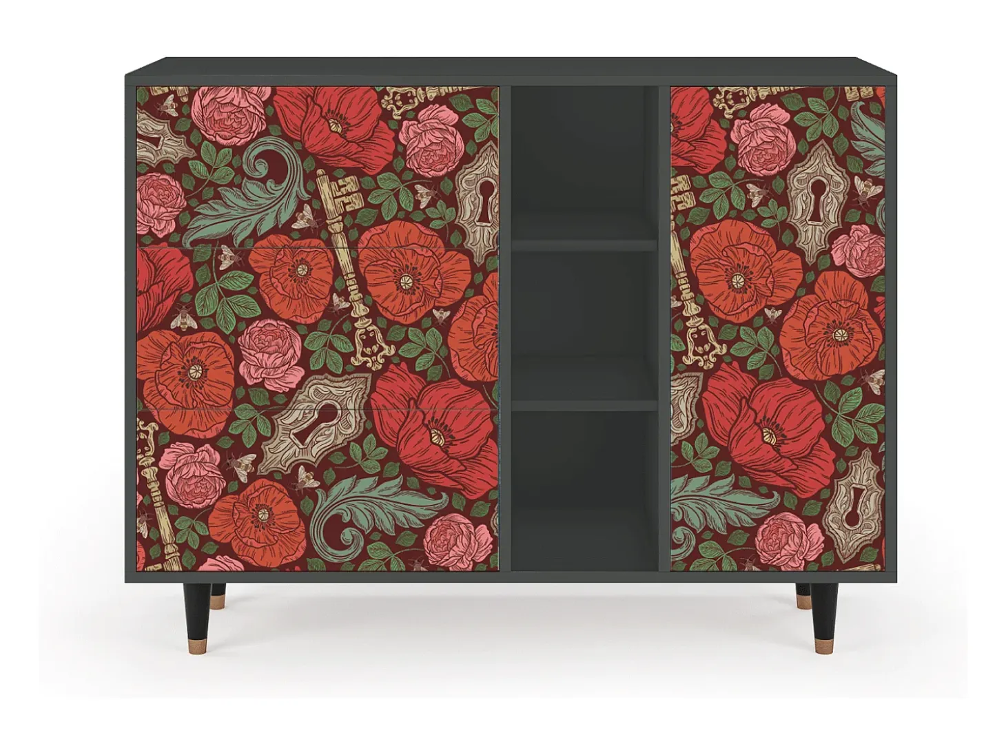Aparador - 125x98x48 cm - BS2 - Poppy Garden, Antracita
