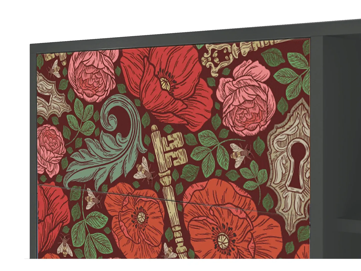 Aparador - 125x98x48 cm - BS2 - Poppy Garden, Antracita