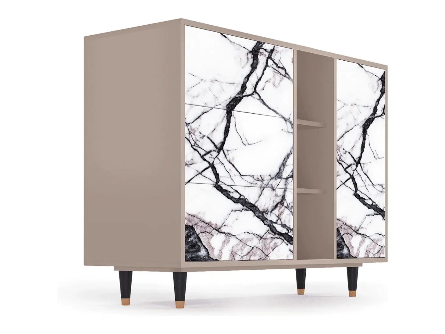 Aparador - 125x98x48 cm - BS2 - Raven Marble, Latte
