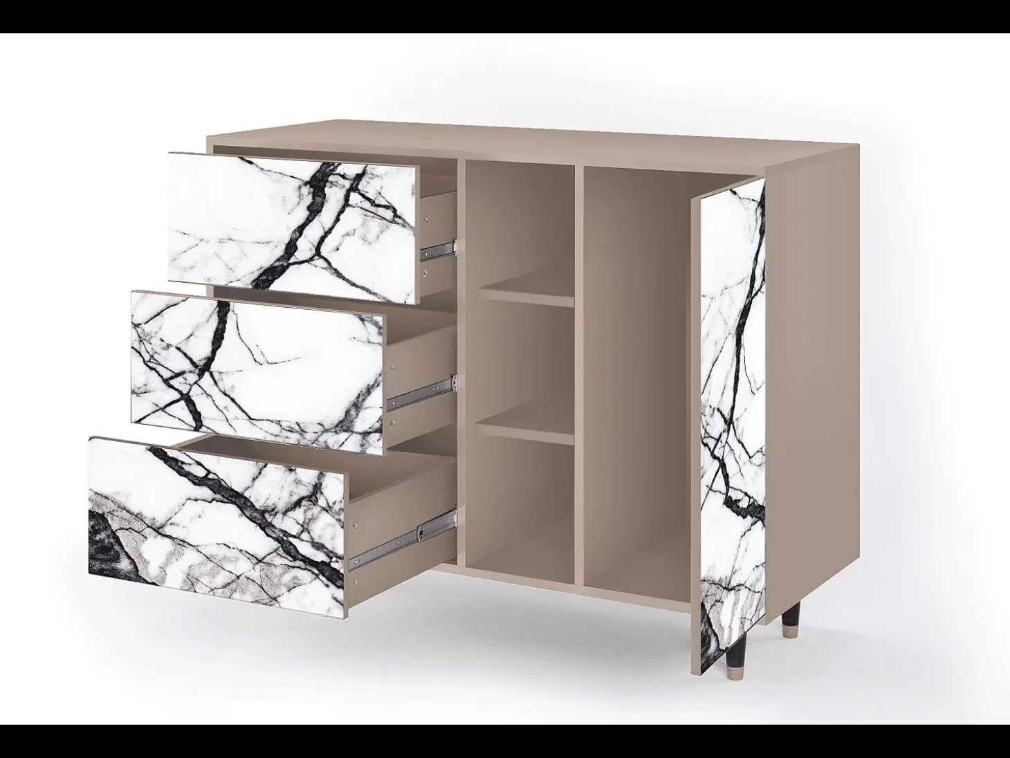 Aparador - 125x98x48 cm - BS2 - Raven Marble, Latte