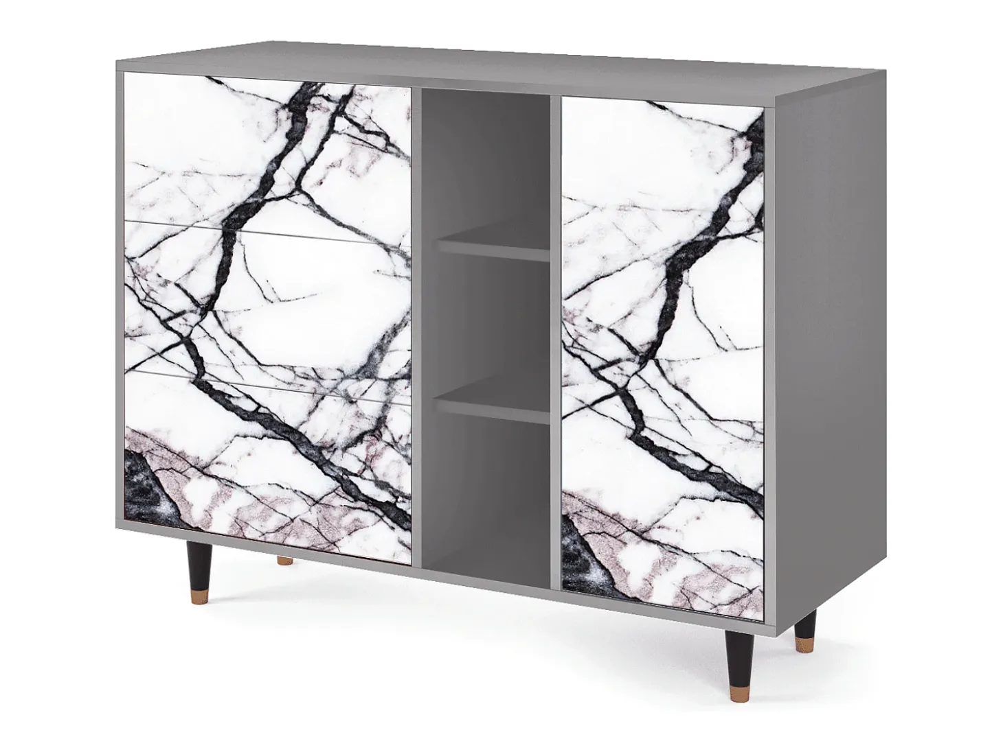 Aparador - 125x98x48 cm - BS2 - Raven Marble, Gris