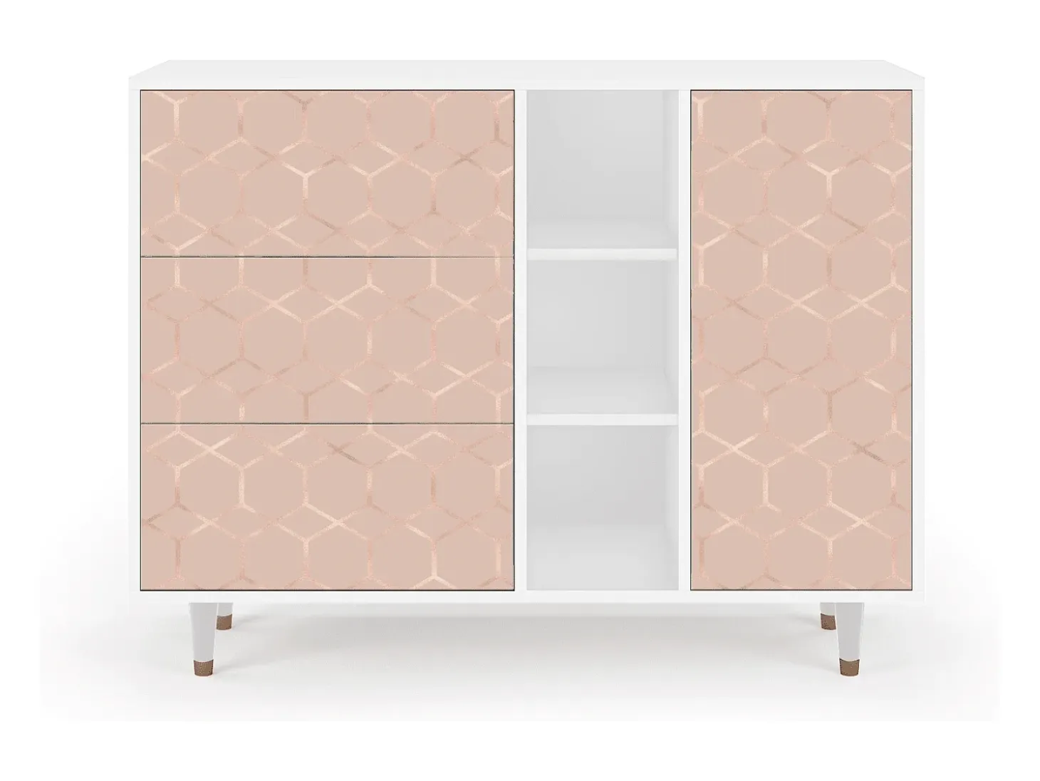 Aparador - 125x98x48 cm - BS2 - Rose Honeycomb, Blanco