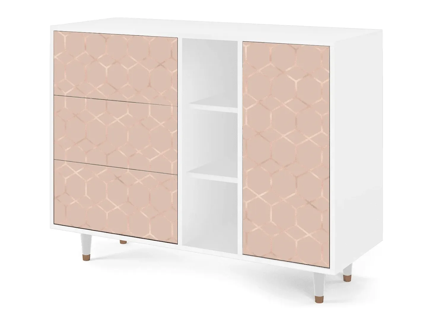 Aparador - 125x98x48 cm - BS2 - Rose Honeycomb, Blanco