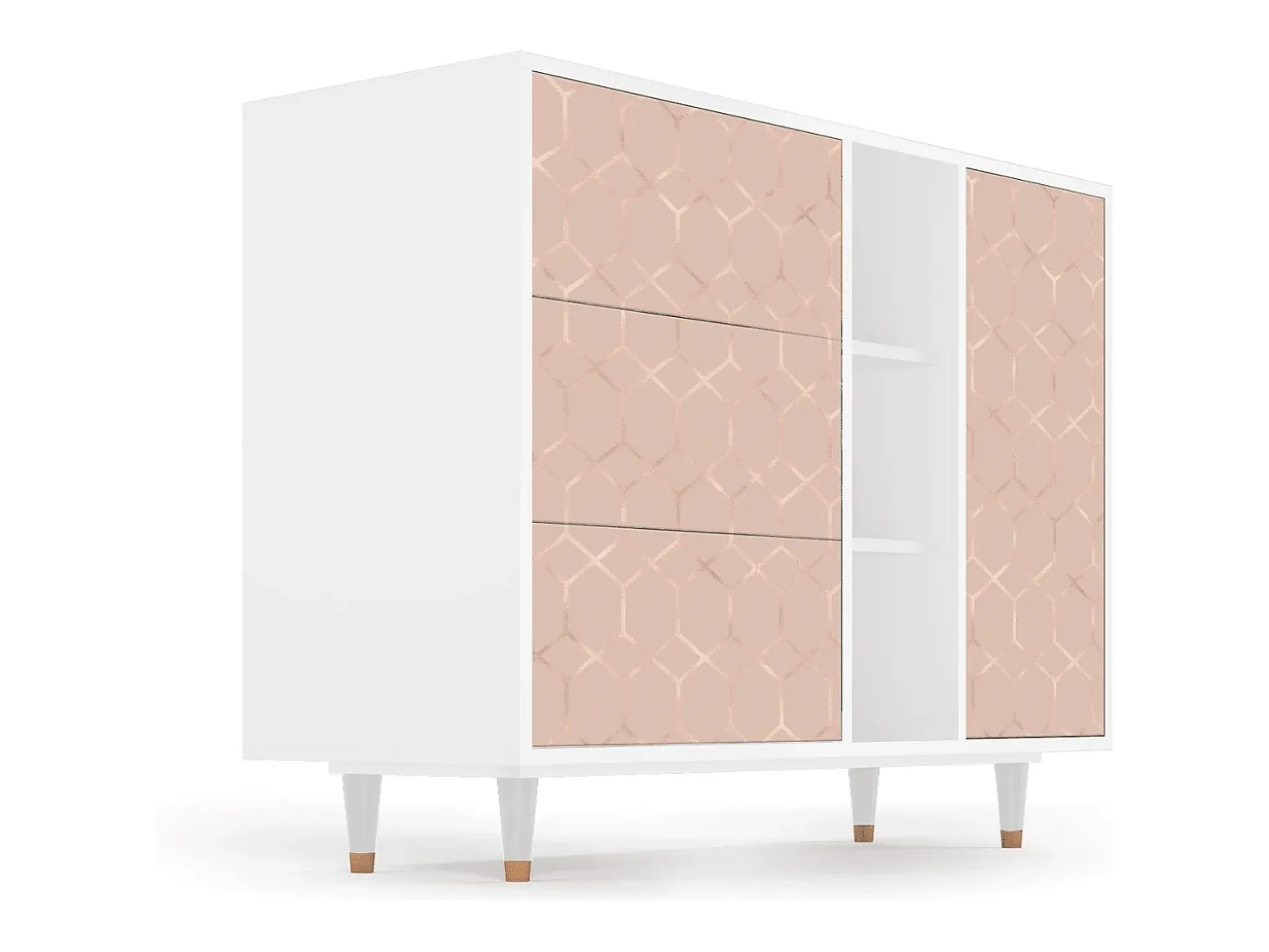 Aparador - 125x98x48 cm - BS2 - Rose Honeycomb, Blanco