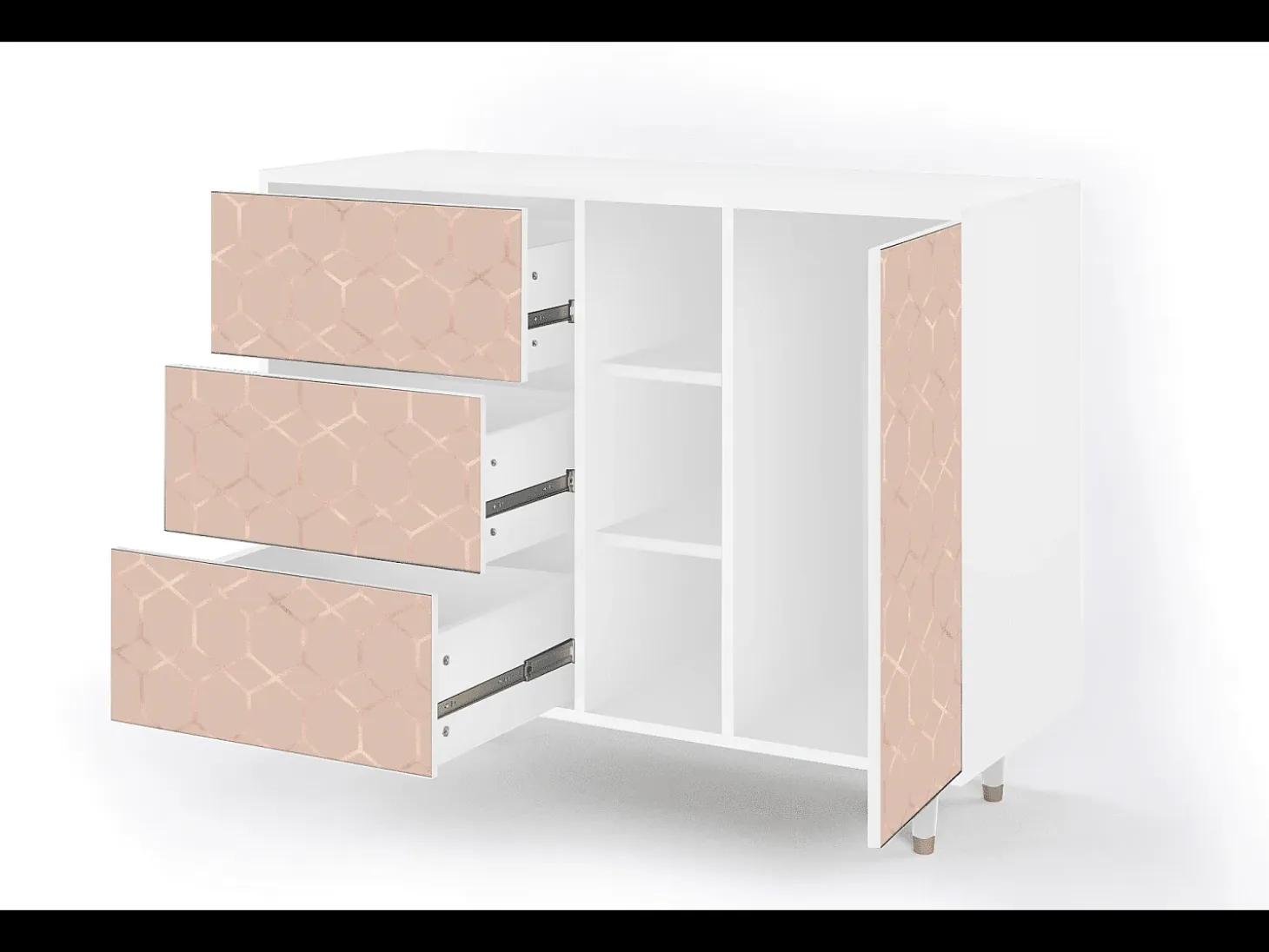 Aparador - 125x98x48 cm - BS2 - Rose Honeycomb, Blanco