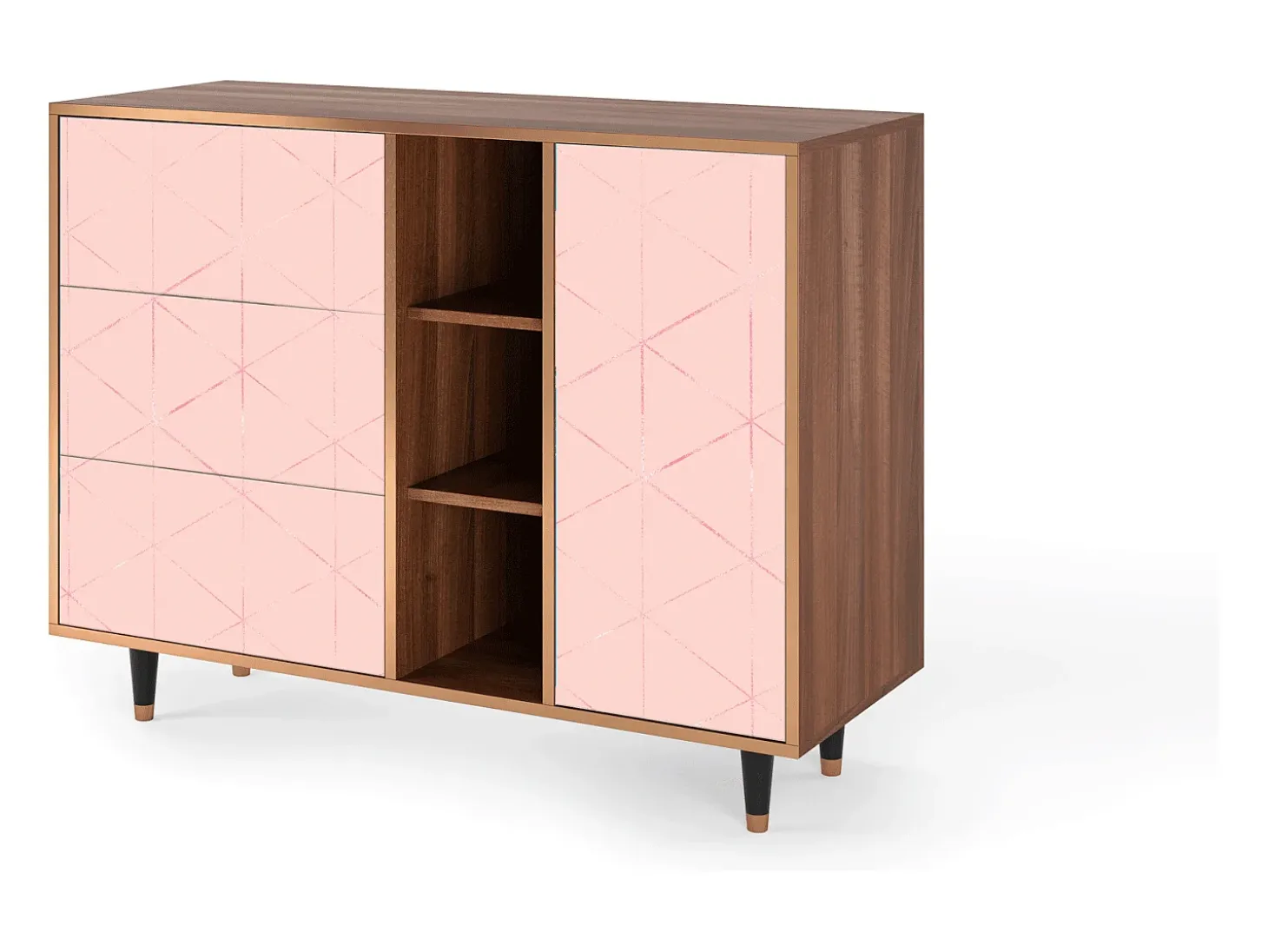 Aparador - 125x98x48 cm - BS2 - Rose Quartz, Nogal