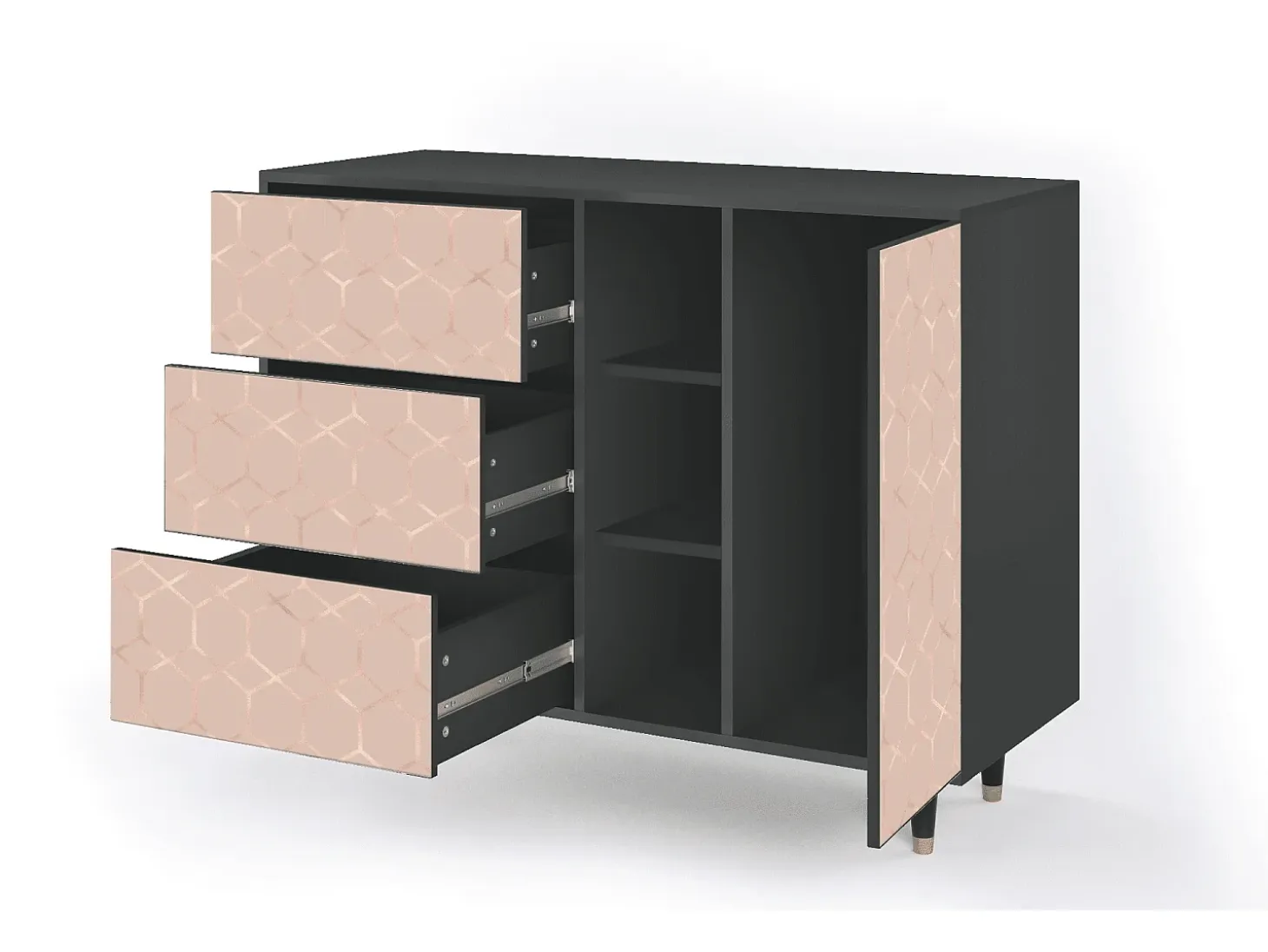 Aparador - 125x98x48 cm - BS2 - Rose Honeycomb, Antracita