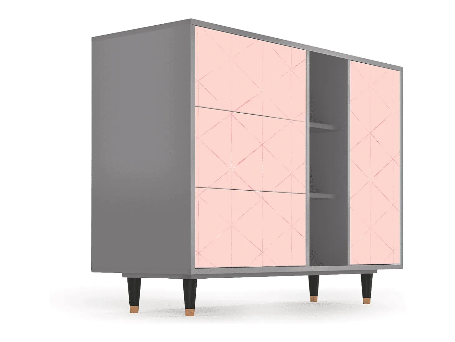 Aparador - 125x98x48 cm - BS2 - Rose Quartz, Gris