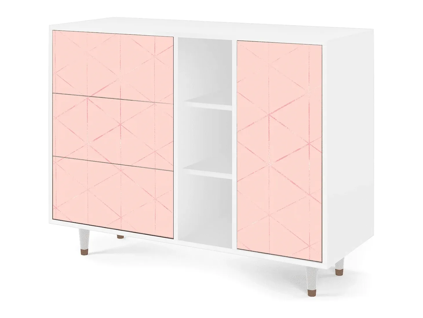 Aparador - 125x98x48 cm - BS2 - Rose Quartz, Blanco